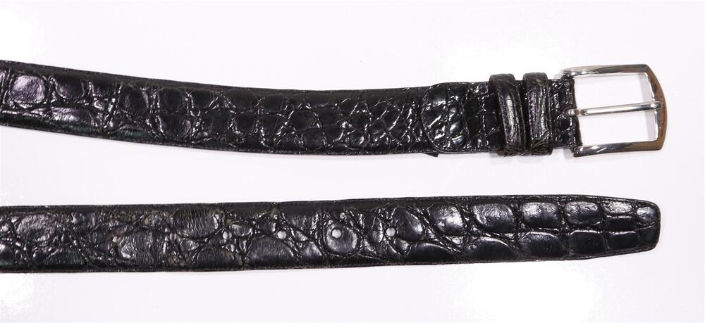 Mezlan Black Genuine Crocodile Belt Mens 44